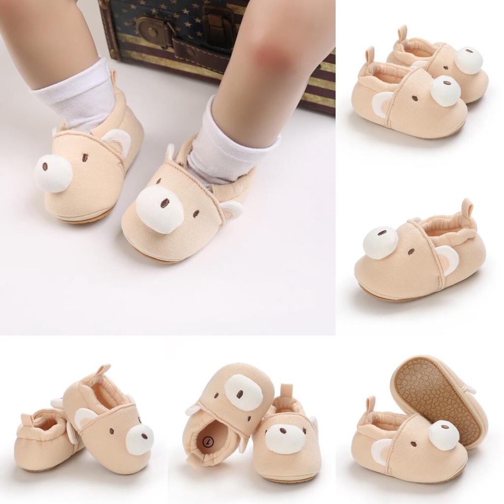 Giày Vải Cotton Đế Mềm Chống Trượt Thoải Mái In Hình Mặt Động Vật Dễ Thương Dành Cho Bé Tập Đi Số 1