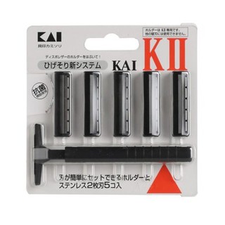 Set dao cạo 2 lưỡi kép KAI KAI (1 thân, 5 lưỡi) (Hàng Nhật nội địa)
