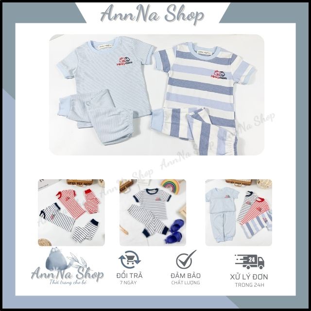 Bộ Tay Ngắn, Quần Dài Cotton Hàn MINKY MOM, Đồ Bộ Cho Bé Màu Sọc MKS_ANNNASHOP