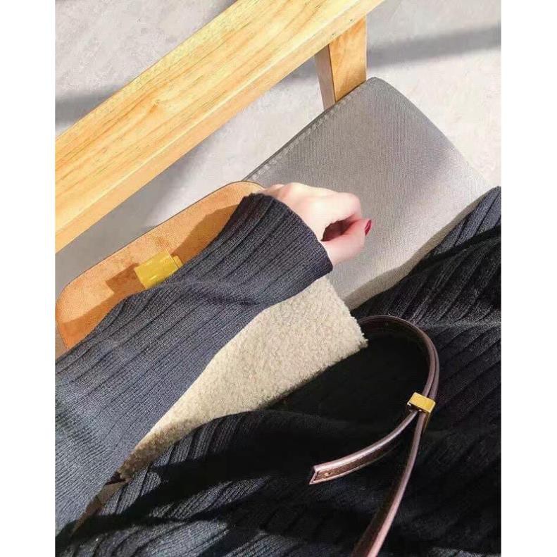 Váy len nữ dáng dài suông đầm len cổ lọ màu đen be nâu basic phom rộng hàng Quảng Châu cao cấp Style Hàn Quốc | BigBuy360 - bigbuy360.vn