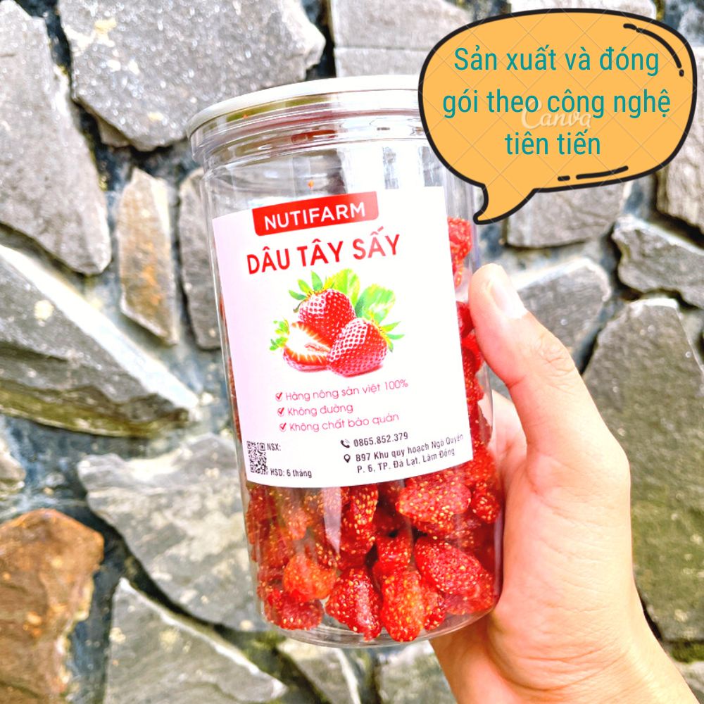 Dâu tây sấy dẻo không đường 250gr, trái cây sấy đặc sản đà lạt