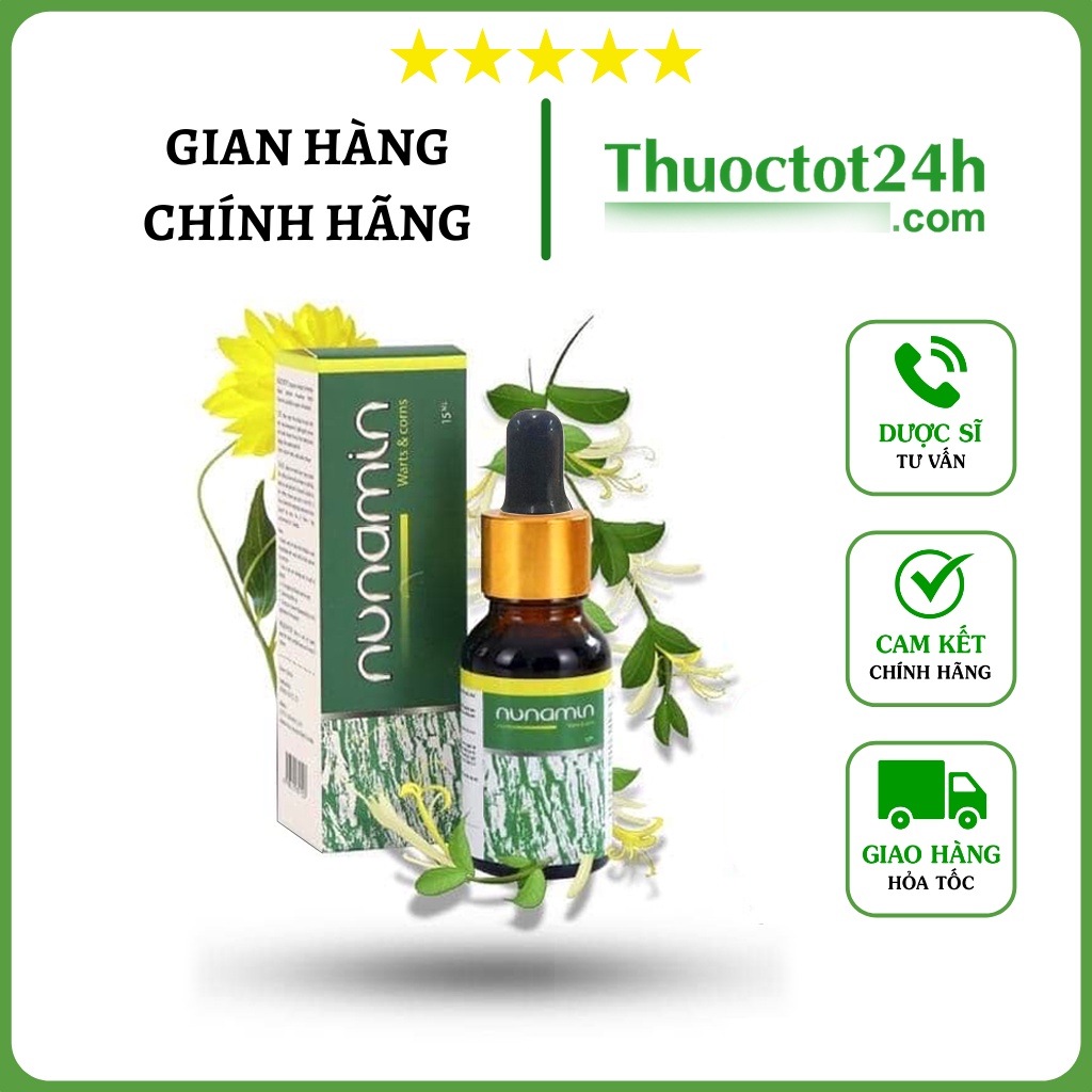 Nunamin Warts & Corns 15ml - Chuyên dùng cho Mụn Cóc, Mụn Cơm, Mụn Thịt, Mắt Cá, Chai Chân