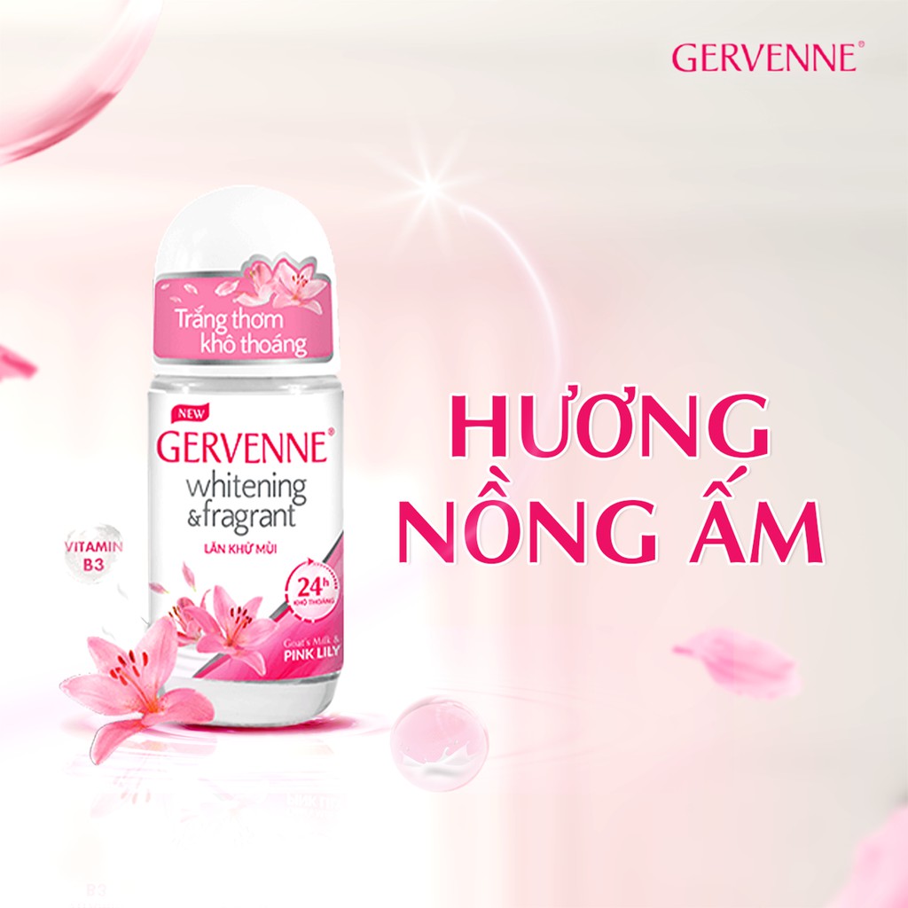 Combo 2 Lăn khử mùi trắng da Gervenne Pink Lily 50ml/chai