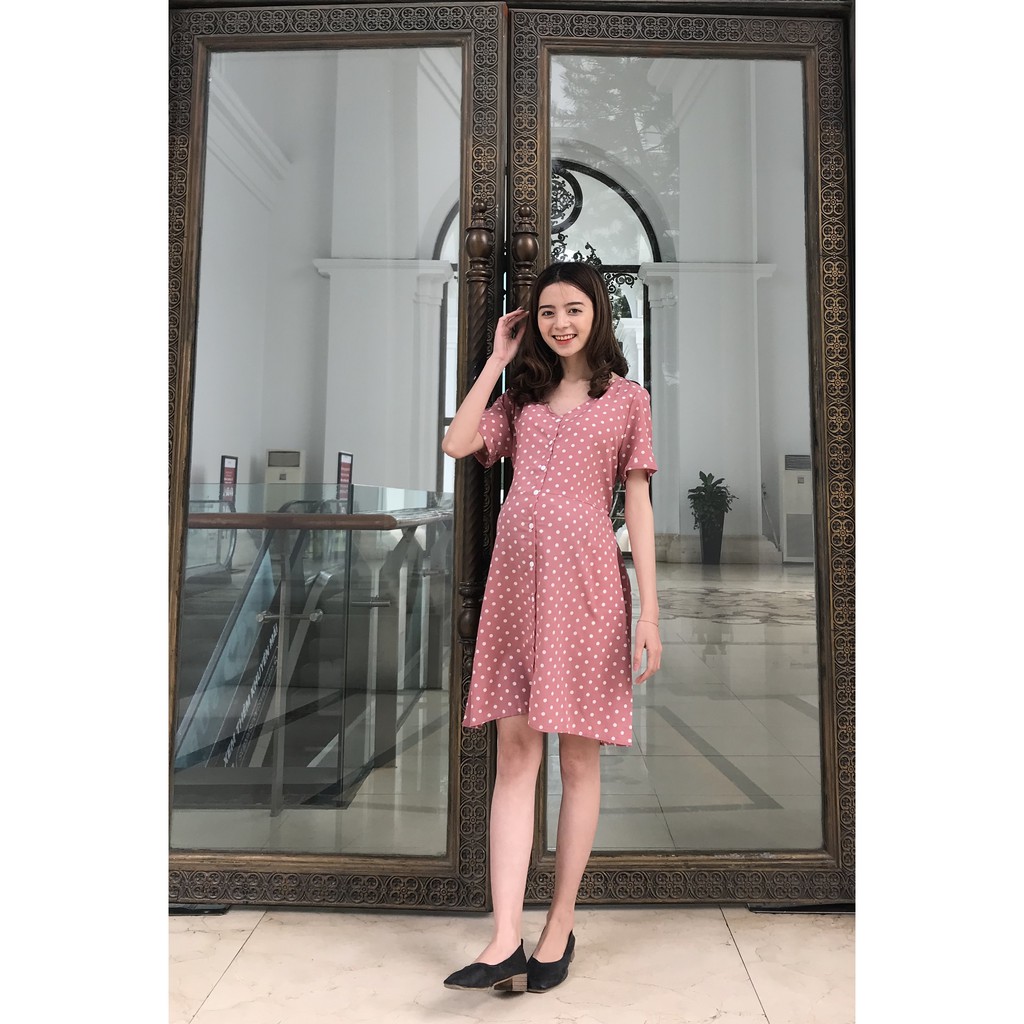 [Mã FATHANG5 giảm 10K đơn 50K] Váy bầu chấm bi  FREESHIP  Giảm 20K Khi Nhập [NHUN20K] Đầm cổ tim thiết kế full size