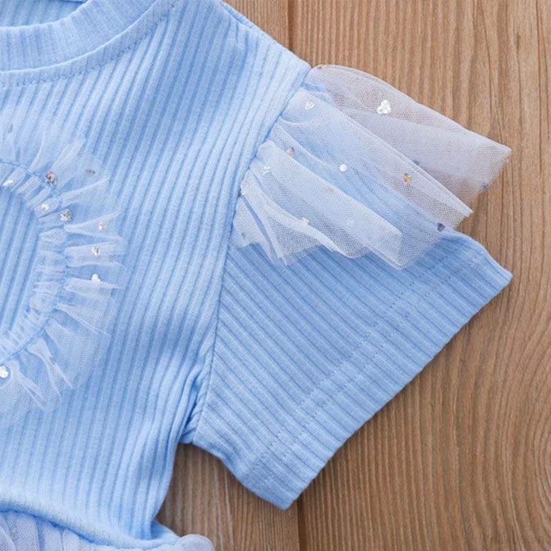 Đầm Dệt Kim Phối Lưới Họa Tiết Ngôi Sao Aisha Dễ Thương Dành Cho Bé Gái