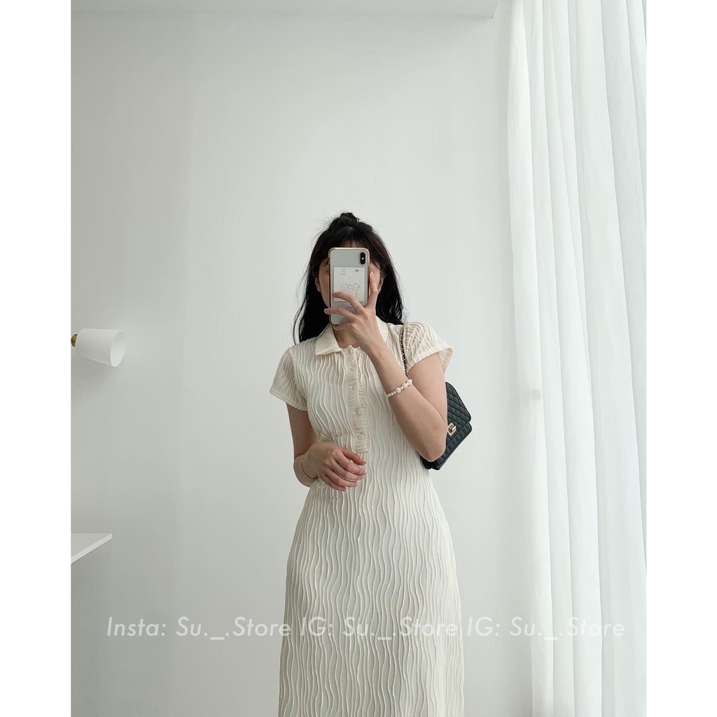 Set váy cổ polo cúc dọc đan dây lưng kèm váy dây cổ yếm S335 SUSTORE