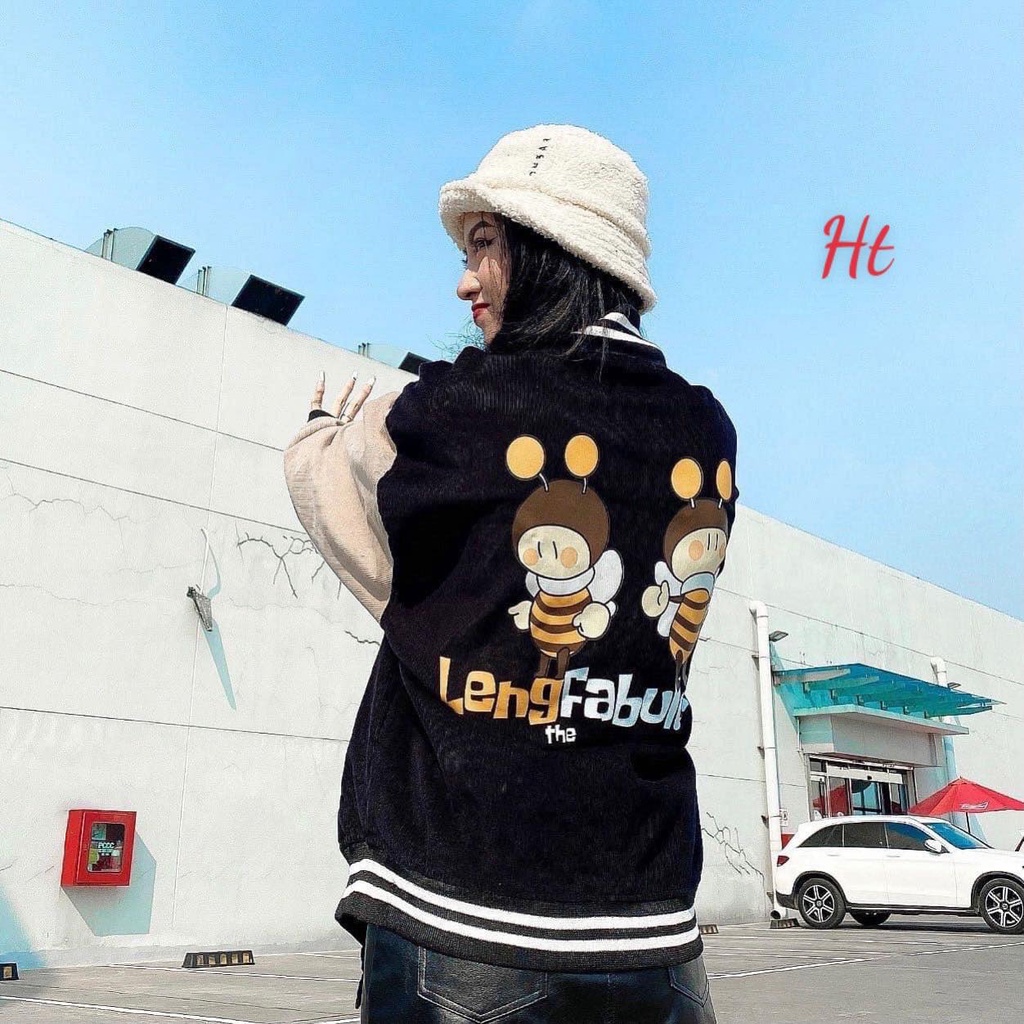 Áo Bomber nhung phối tay đôi Ong HTH0921
