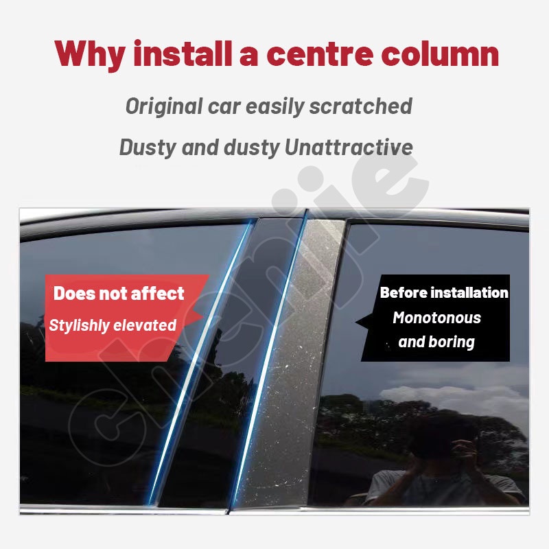 Bộ 6 Miếng Dán Màu Đen Bóng Trang Trí Cửa Sổ Xe Hơi Hyundai Elantra 2012 2013 2014 2015