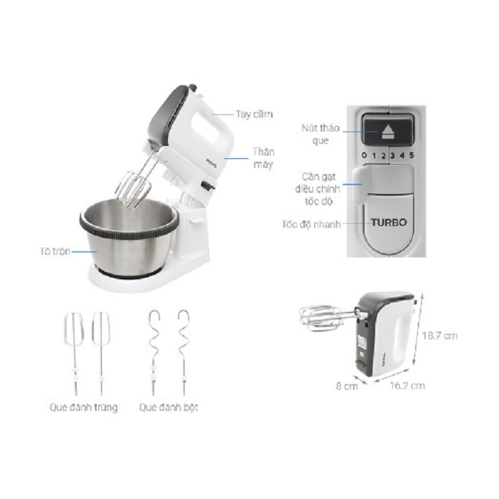 Máy đánh trứng Philips HR3750/00, bảo hành chính hãng