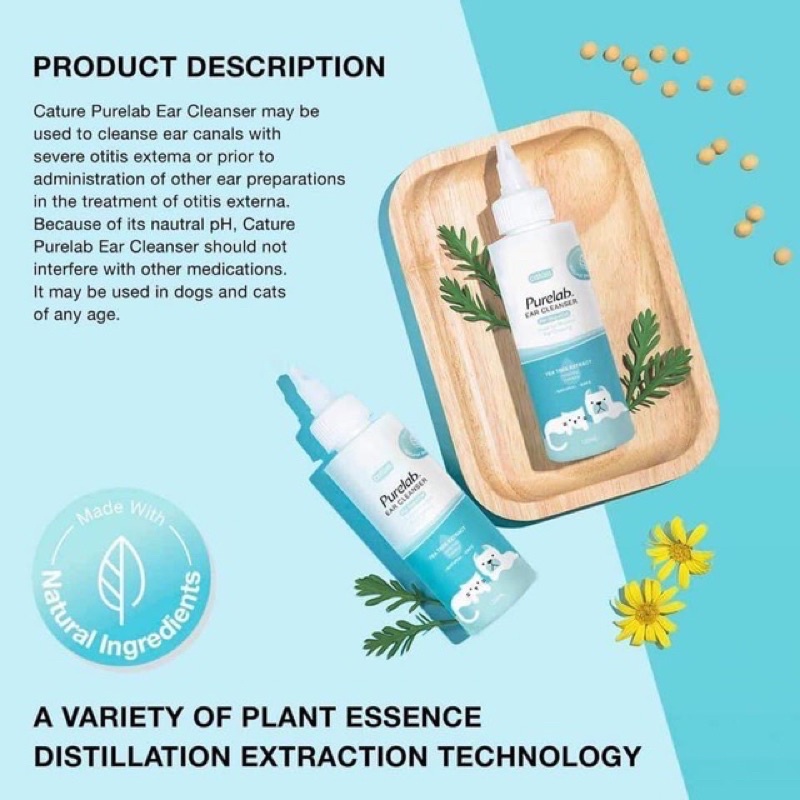 Nước rửa tai loại bỏ vi khuẩn Purelab ear cleanser chó mèo 120ml