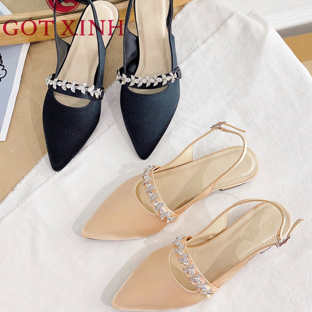 Giày sandal cao gót nữ GÓT XINH GD20 mũi nhọn đế 2cm