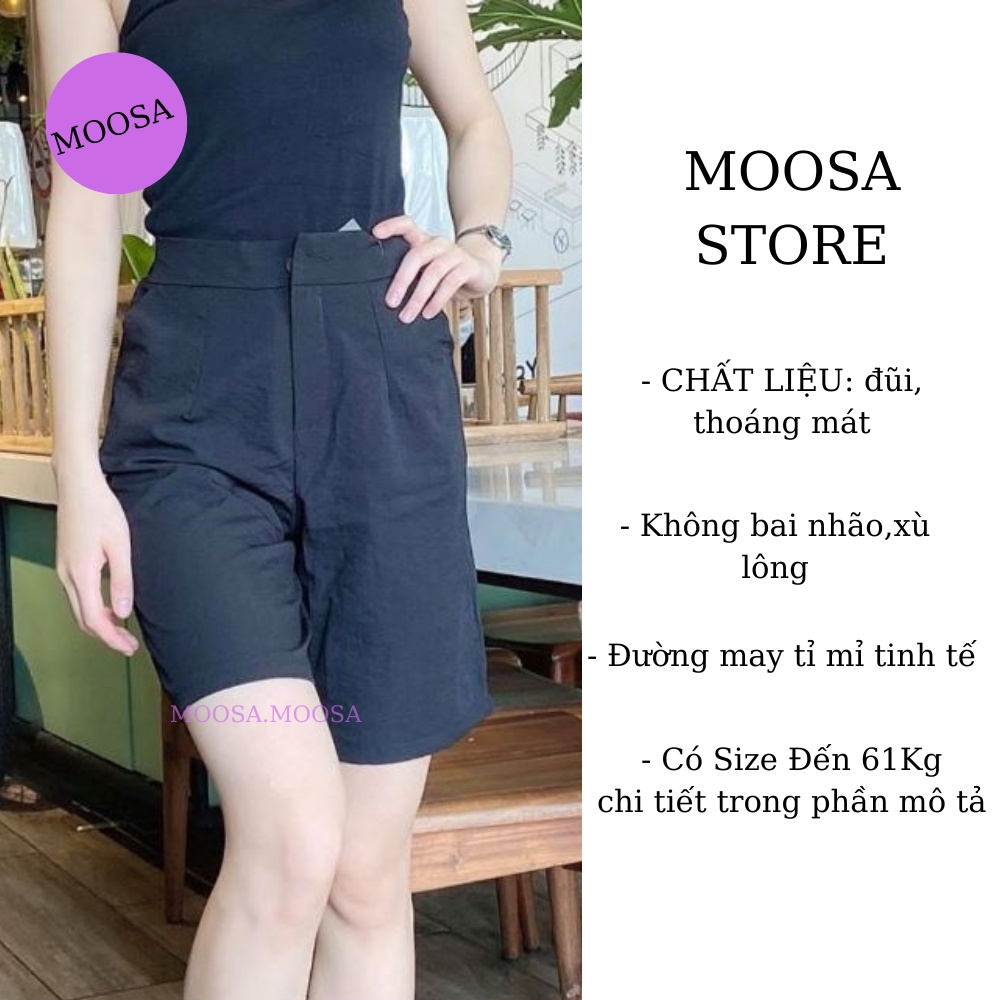 Quần Short Nữ Ống Rộng Moosa Cạp Cao Lưng Chun Khóa Trước Đi Chơi Mặc Ở Nhà