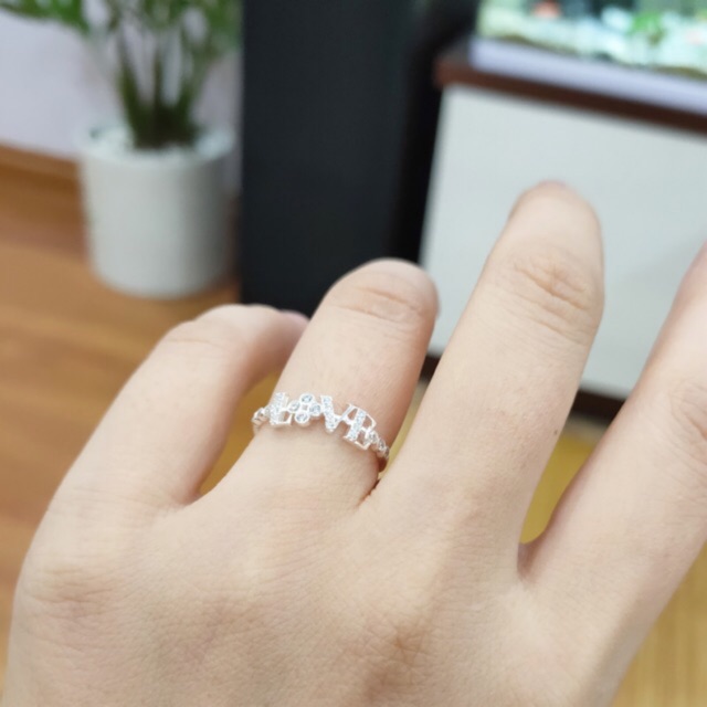 Nhẫn bạc nữ Love đính đá NB0433