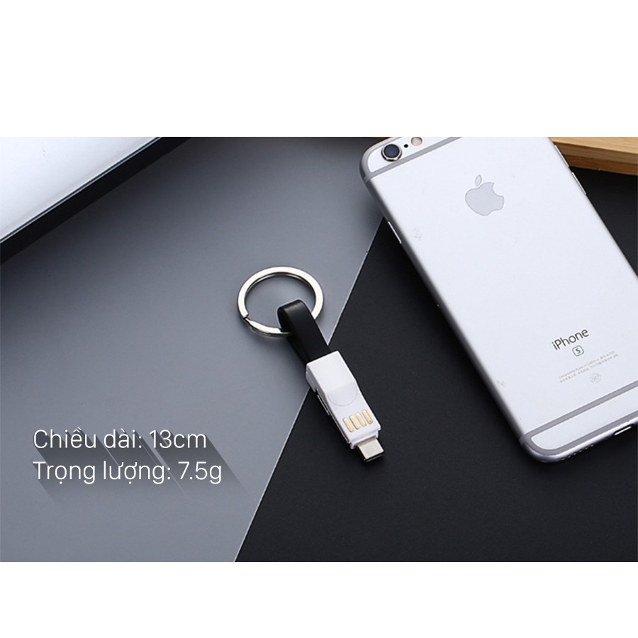 Cáp sạc móc khóa đa năng kiêm sạc + truyền dữ liệu cho iphone , samsung