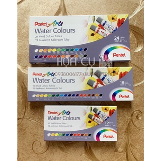 Màu nước pentel tuýp 12/18/24 màu, water color pentel arts 12/18/24_panda art