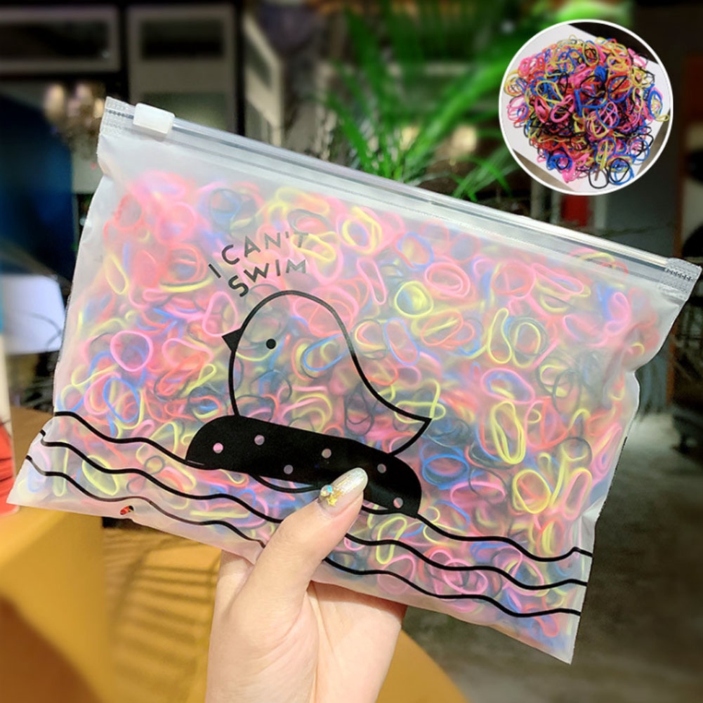 Gói 1000 sợi dây buộc tóc thun đàn hồi nhiều màu sắc