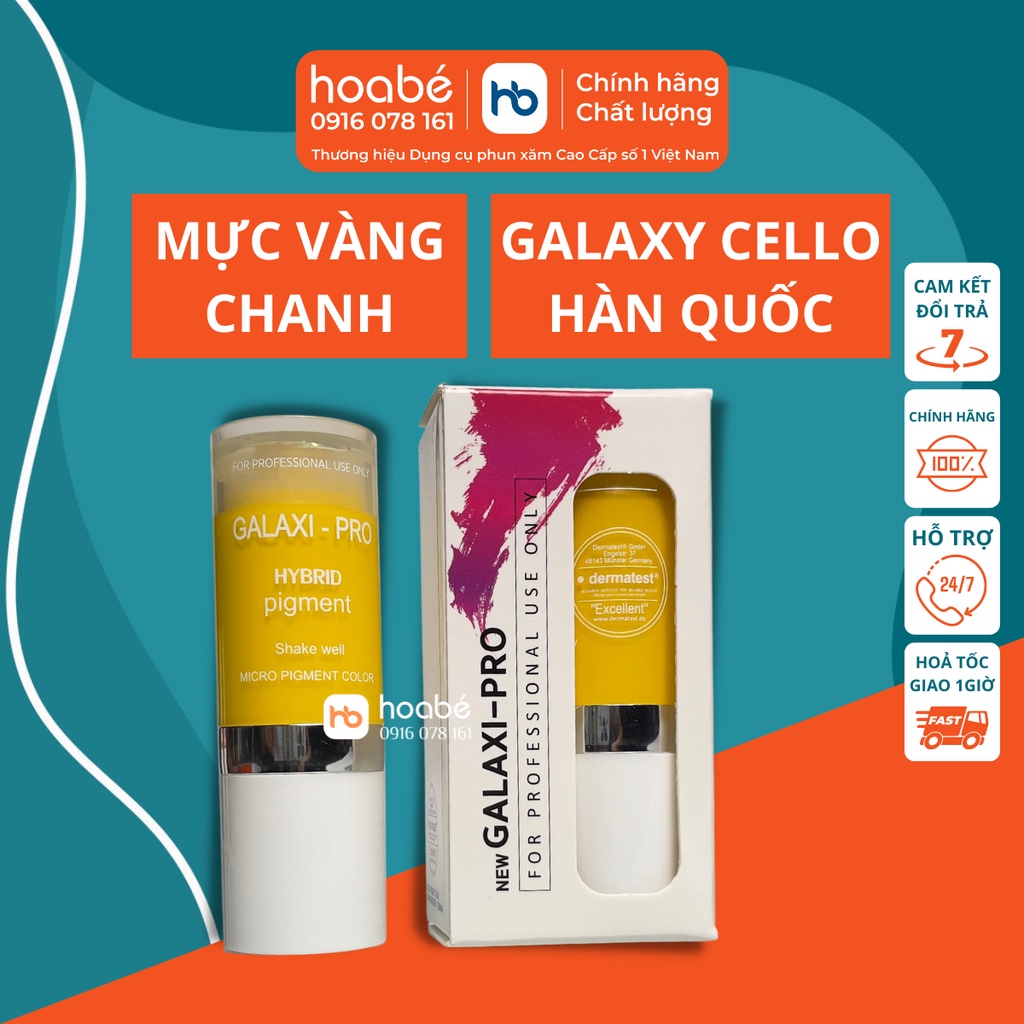 Mực Xăm Vàng Chanh Galaxy Cello Hàn Quốc Dùng Khử Thâm Mix Màu Nâng Tone Mực Phun Xăm 2022 DCPX HOA BÉ