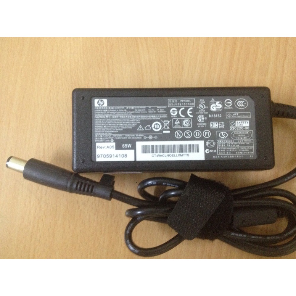 [Mã ELFLASH3 hoàn 10K xu đơn 20K] Sạc Laptop HP chân kim to 18.5V - 3.5A (Adapter HP tròn to) kèm dây nguồn