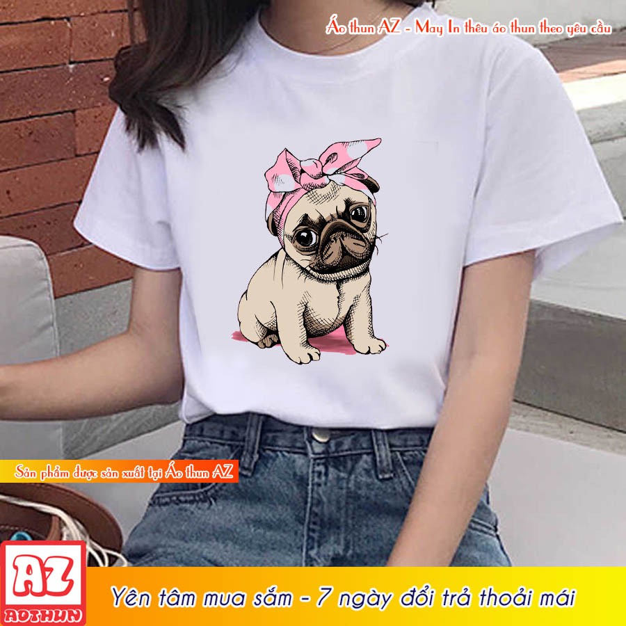 Áo thun Teen Nam Nữ in hình Chó Pug Dog - Form rộng BIGSIZE AZ M1624