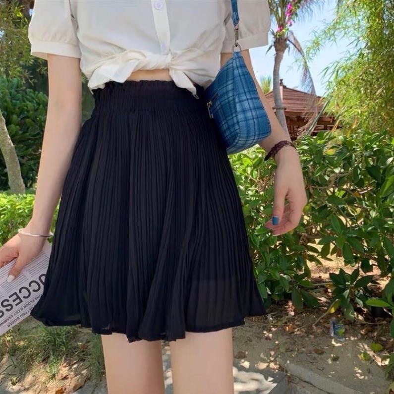 🌱 Chân váy xếp ly lưng chun có lót trong - Chân váy xoè nhẹ dập ly ulzzang 🌱
