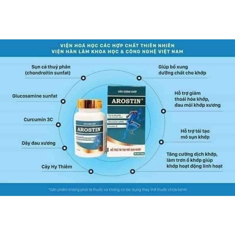 Viên xương khớp Arostin, sản phẩm viên xương khớp Arostin Hộp 60 Viên, Viện Hàn Lâm KHCN VN