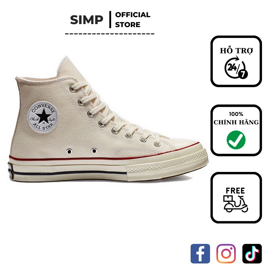 Converse_Cổ Cao Trắng Kem ,Giày Thể Thao Nam Nữ Bản Đẹp Nhất Năm 2021