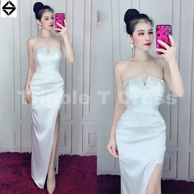 Đầm maxi body dự tiệcTRIPBLE T DRESS tôn dáng gợi cảm phối dây đá - size S/M/L - MS202Y