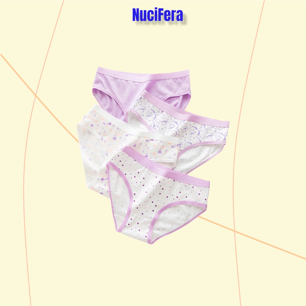 Set 5 quần lót nữ dễ thương NuciFera  chất cotton mềm mại co dãn mẫu Hoa Sao