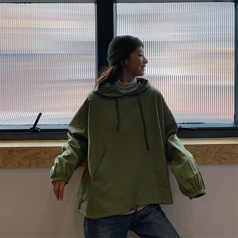 SUXI Áo Hoodie Thể Thao Màu Sắc Đơn Giản Dáng Suông Dễ Phối Đồ Thời Trang Xuân Thu Phong Cách Hàn Quốc Cho Nữ