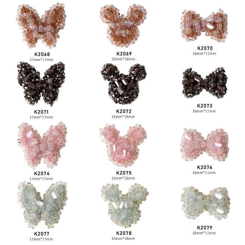 Charm Đá Pha Lê Pastel | Bướm Nơ Mickey Trang Trí Móng