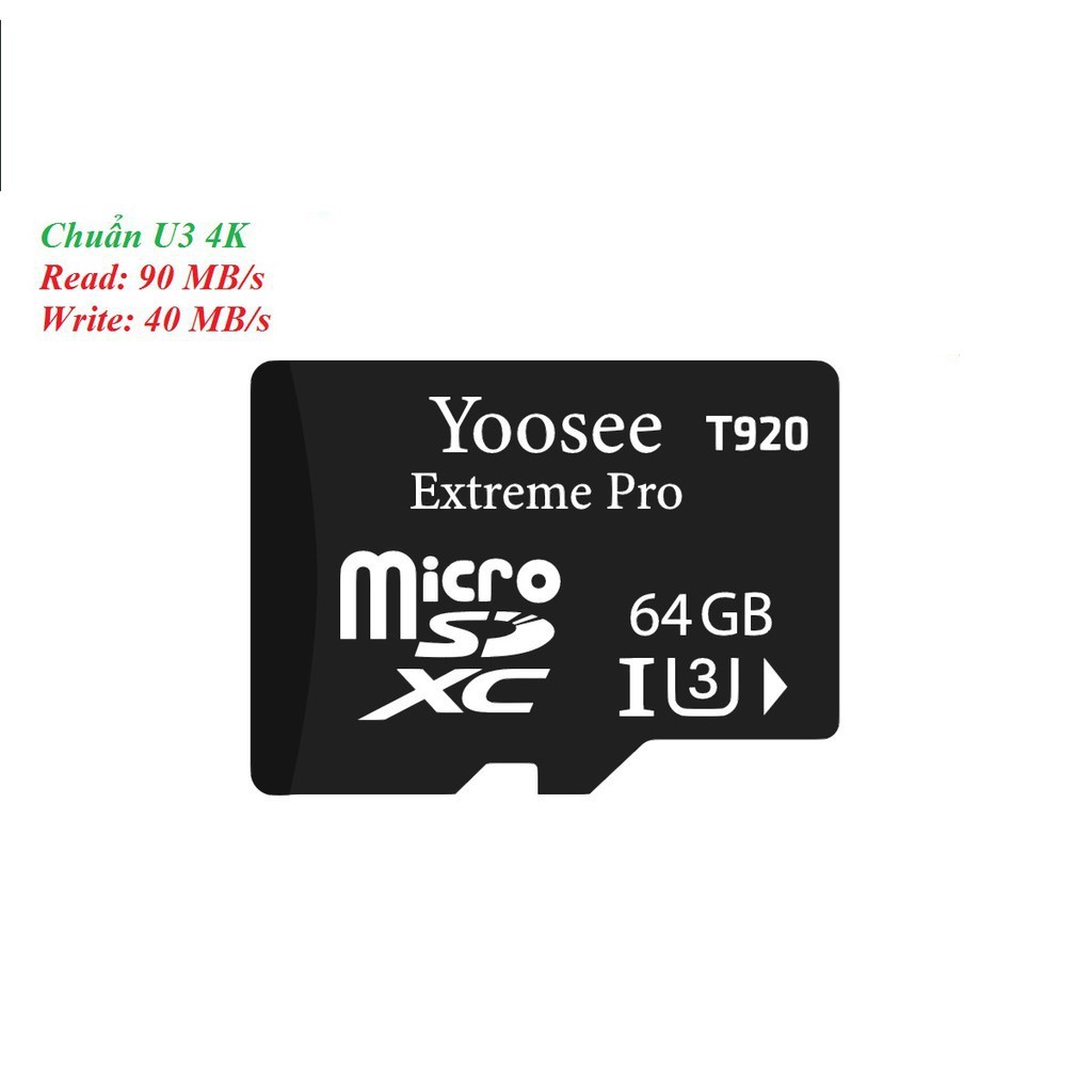 Thẻ Nhớ 64Gb Micro Sdhc Yoosee Extreme Pro T920 Uhs-I U3 4K 95 Mb/S  - Cho Camera Và Điện Thoại | BigBuy360 - bigbuy360.vn