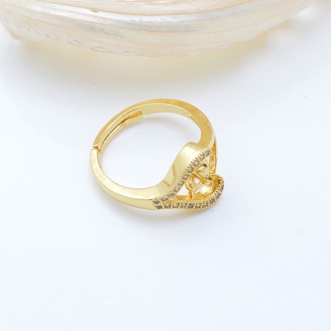 [N9B] Phụ kiện trang sức (DIY) - Khay nhẫn bạc trống vân trơn kiểu Trái tim nạm đá làm nhẫn đính ngọc