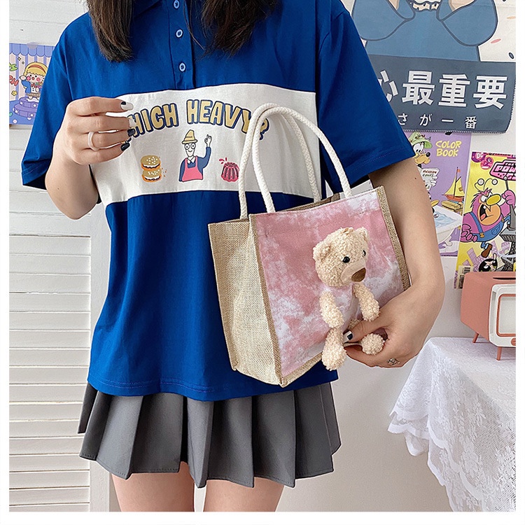 Túi cói kèm gấu