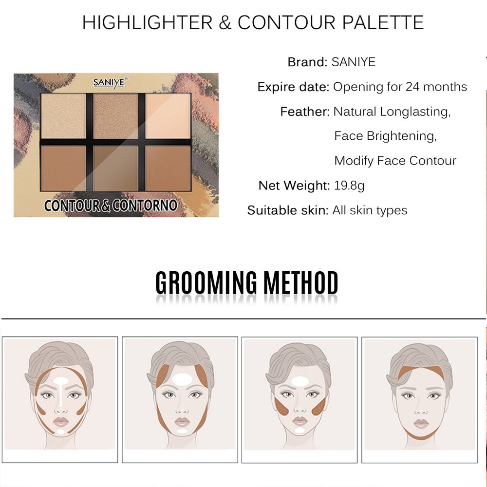 [Hàng mới về] Phấn bắt sáng và tạo khối SANIYE E0615 với 6 màu chuyên nghiệp cho mặt | BigBuy360 - bigbuy360.vn
