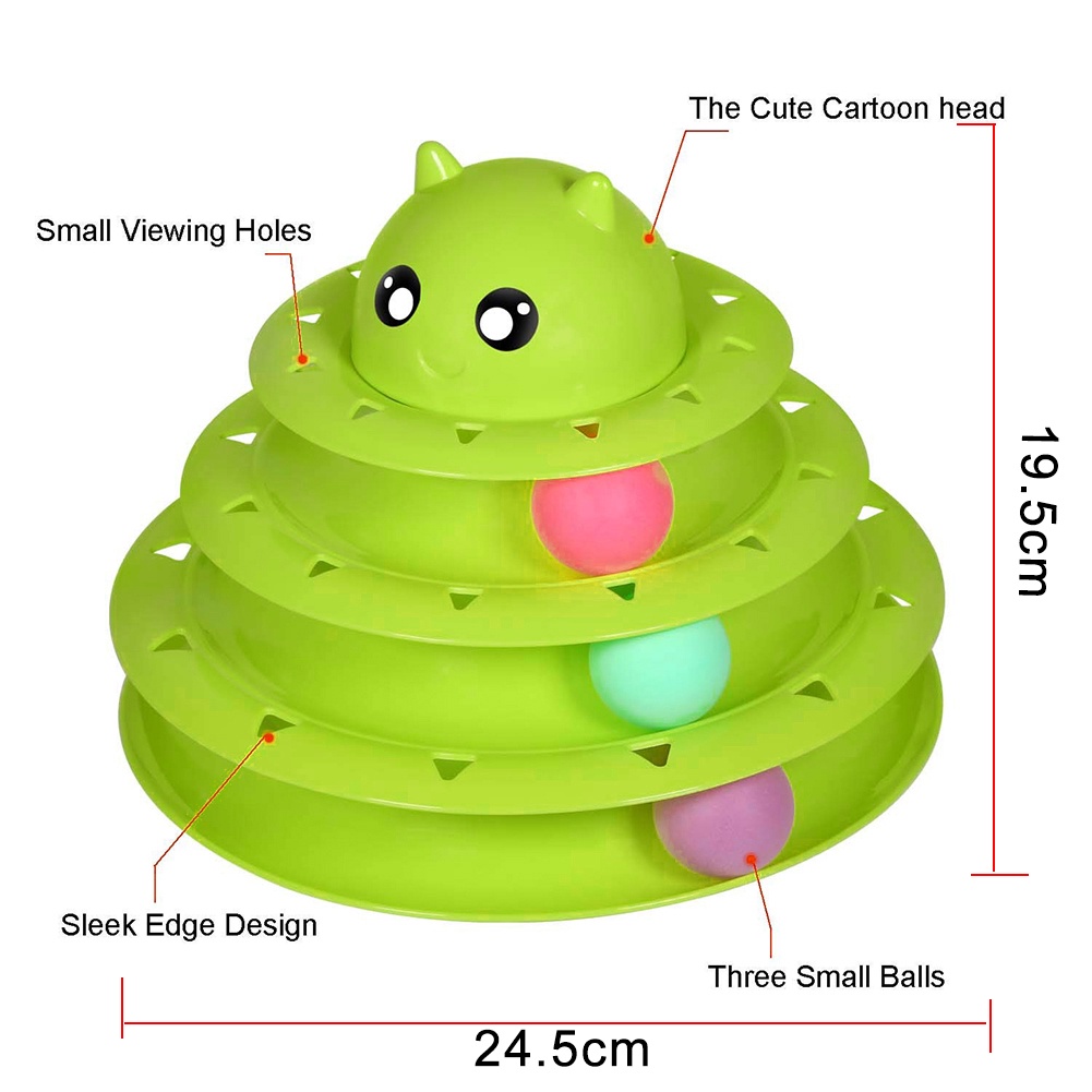 Đồ Chơi Tháp Bóng Lăn 3 Cấp Độ Chống Trượt Nhiều Màu Cho Mèo