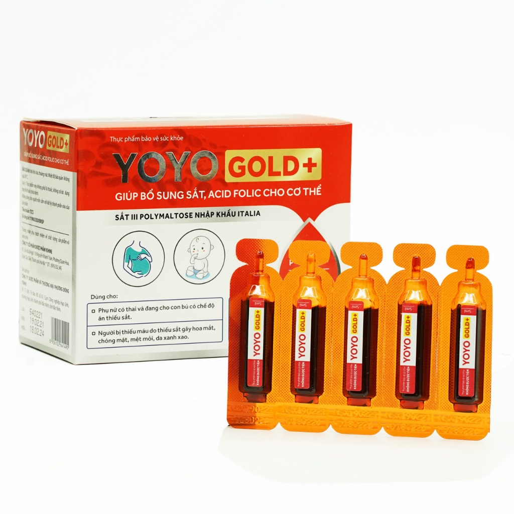Yoyo Gold Bổ Sung Sắt, Cải Thiện Tăng Cường Sức Khỏe Hộp 20 Ống
