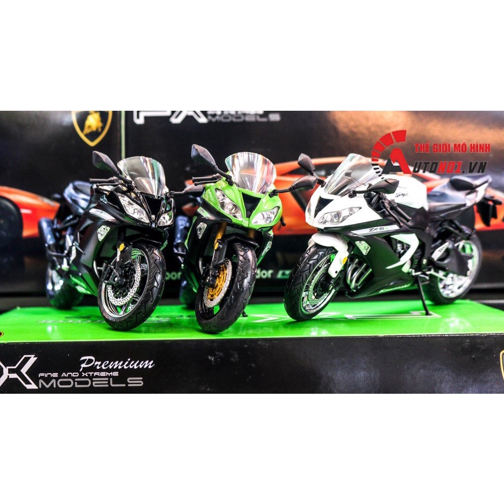 MÔ HÌNH XE KAWASAKI ZX-6R - GREEN - WHITE - BLACK 1:12 AUTOMAXX