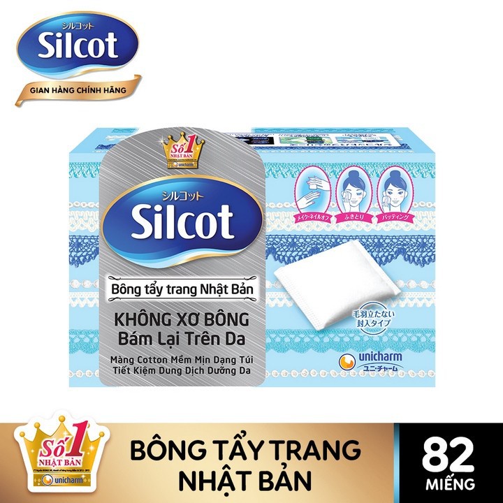Bông Tẩy Trang Silcot - xanh dương ( 82 miếng ) [SỐ 1 NHẬT BẢN]