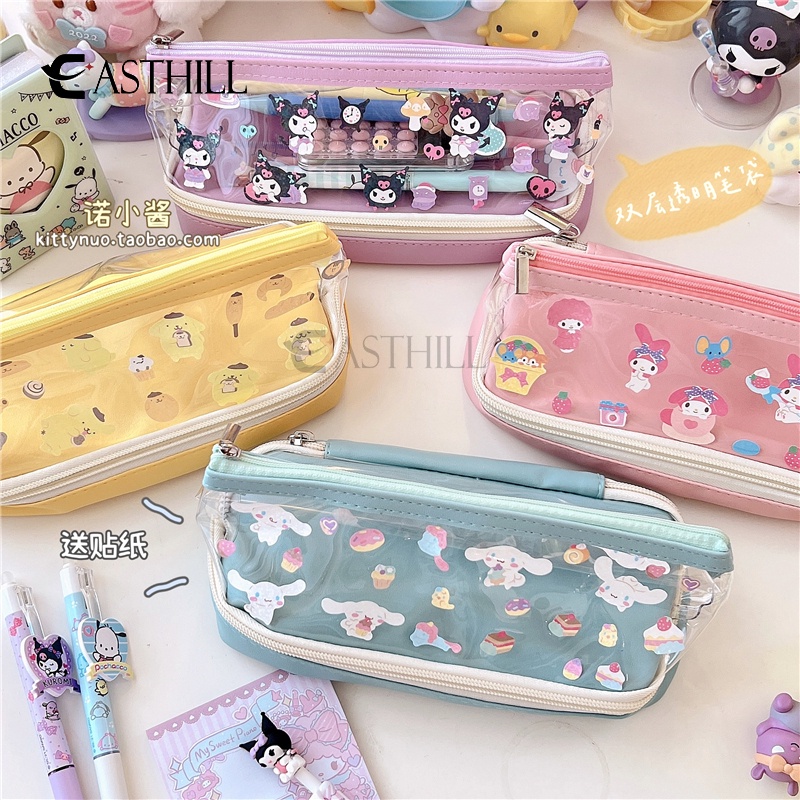 Bóp Viết Khóa Kéo Đôi MyMelody Cinnamoroll Kuromi Trong Suốt Hoạt Hình Dễ Thương Làm Quà Tặng Cho Bạn Gái Mymi