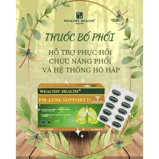 Viên uống bổ Phổi Wealthy Health PM Lung Support 60 viên của Úc