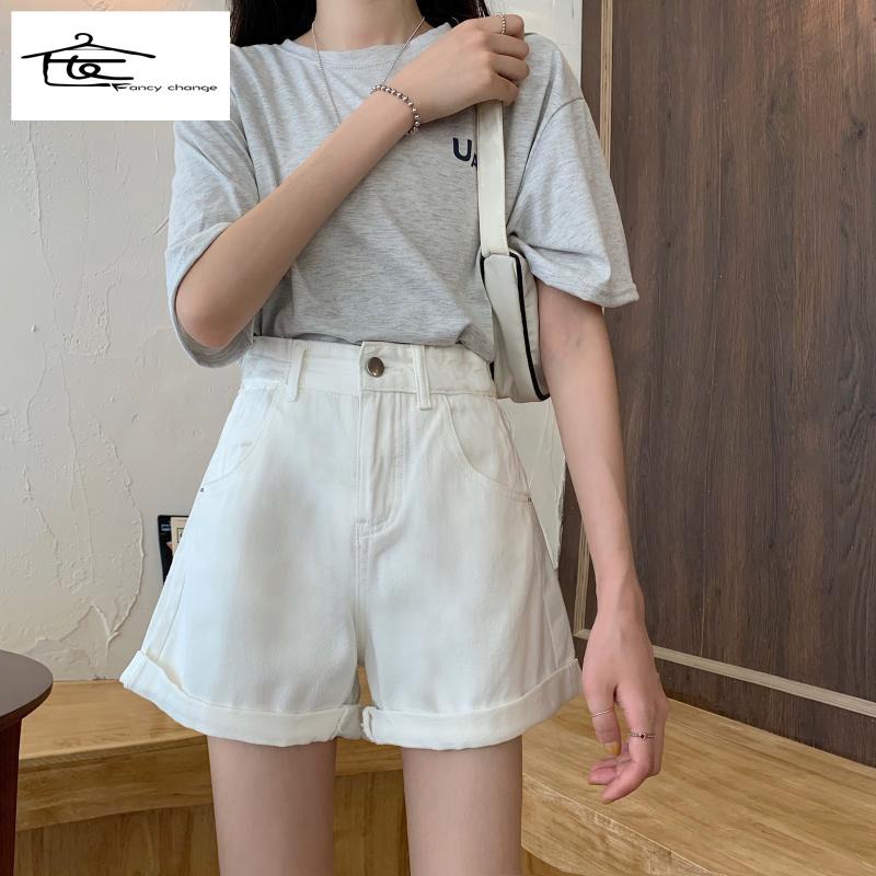 Quần Short Denim Lưng Cao Ống Rộng Phong Cách Hàn Quốc Thời Trang Mùa Hè Mới~2022