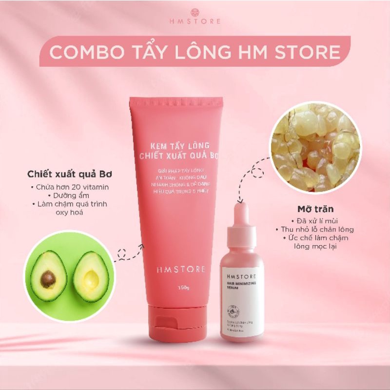 KEM TẨY LÔNG CHIẾT XUẤT QUẢ BƠ HM STORE TẶNG KÈM 1 SERUM TRIỆT LÔNG VĨNH VIỄN