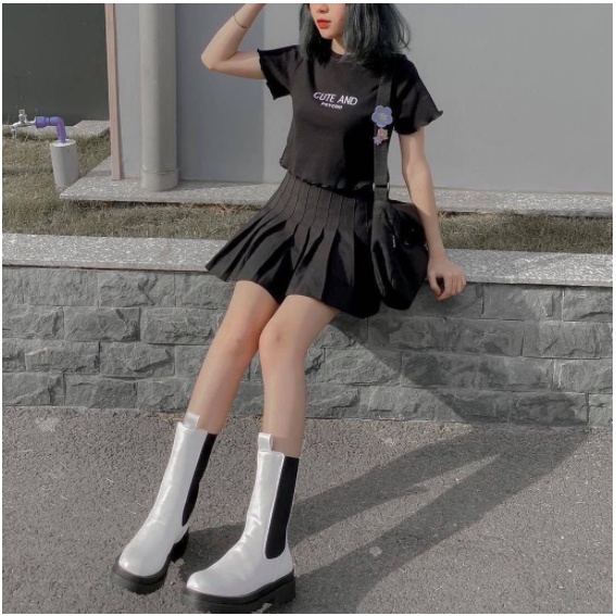 Áo croptop nữ croptop ngắn tay, áo thun nữ body thun gân Cute and psycho | BigBuy360 - bigbuy360.vn