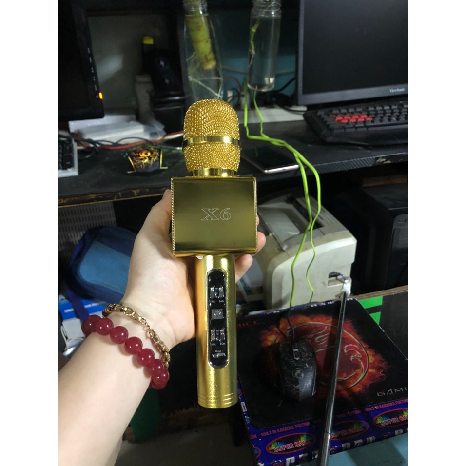 Loa blutooth  hình  dáng  Mic loa X6  mẫu 2021  cam kết chuẩn 5w
