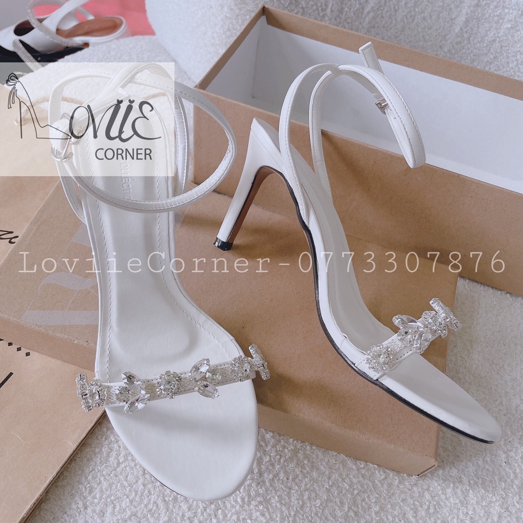 SANDAL CAO GÓT LOVIIECORNER - GIÀY CAO GÓT ĐÍNH ĐÁ QUAI XOÀN DÂY MẢNH 9 PHÂN G201113 G220931  G201254