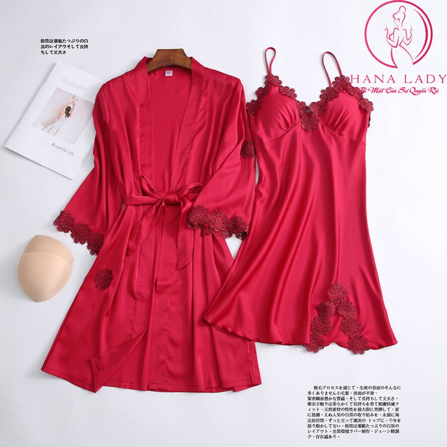 Váy Ngủ Lụa Kèm Choàng Cao Cấp Sexy VN394