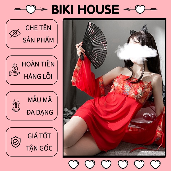 Cosplay cổ trang Trung Quốc ren phối họa tiết sexy gợi cảm set hán phục váy kèm áo choàng cổ điển BIKI HOUSE N784