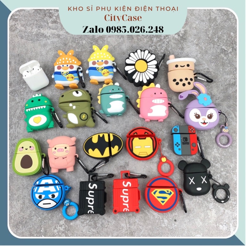 Vỏ bao Airpods 1/ 2/ Pro chất liệu Silicon chống va đập mạnh khi rơi hình dễ thương đáng yêu - CITYCASE