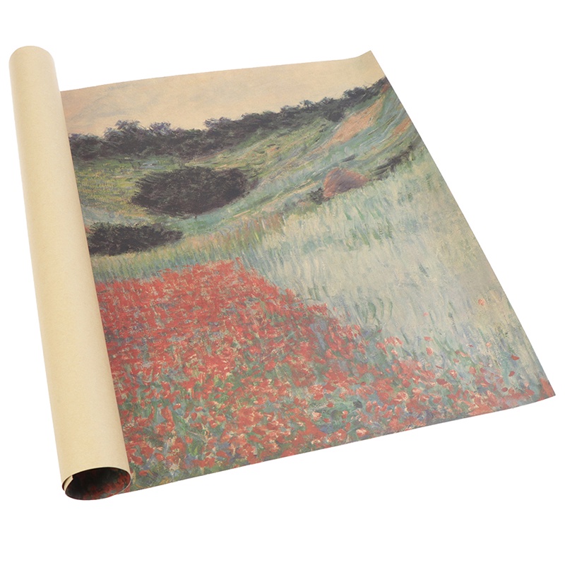 {FCC} Claude Monet Oil painting Wild Poppy Cafe Bar Retro Kraft Paper Poster 18.5x14"{yancrane3.vn}