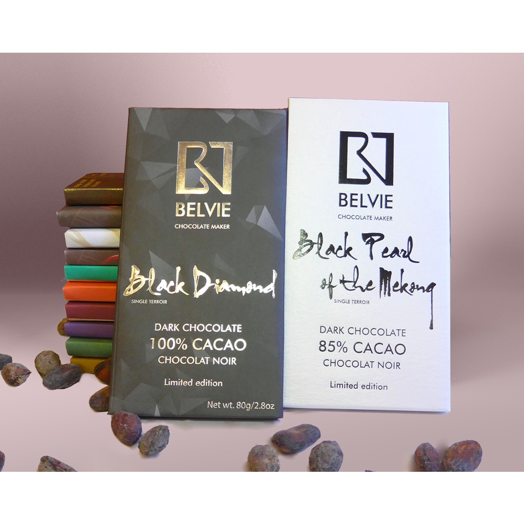 Socola Đen Belvie 85%-100% cacao, bộ 2 thanh